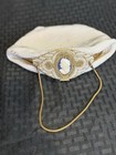 Antique France Micro Seed Bead Beaded Purse Bag Jeweled Frame Cameo Closure