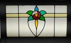 Beautiful Floral Midsize Old English Leaded Stained Glass Window 26 x 16 