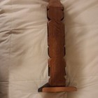 Canadian Aboriginal Carved Painted Wooden Totem Pole Style Figure On Stand