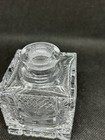 Clear Cut Glass Square Perfume Bottle W  Etched Floral Stopper  Clear