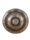 Antique Middle Eastern Brass Inlaid Bowl     Islamic Calligraphy   Geometric Motif