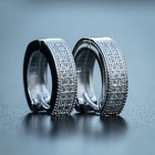 White Gold Plated Men s Small Sterling Silver Post Iced Cz Hoop Huggie Earrings