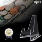 20 Pcs Plastic Coin Display Stand Clear Round Square Case Capsules Holder Easel
