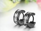 2pcs Stainless Steel Hinged Hoop Huggie Snap On Earrings Men s Jewelry