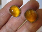 Vintage Gold Tone Glass Cuff Links Cufflinks Rustic Wedding Antique Pat Pending