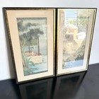 Vintage Asian Framed Paintings On Silk - A Pair