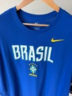 Nike Brazil Brasil Soccer T-shirt Men s Xl Blue Cbf Cotton Graphic Tee Nwt
