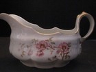 Antique Carlsbad Porcelain China Austria  Scallop Gravy Boat Flowers   Gold Trim