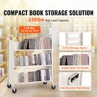 Book Cart Library Cart 330 Lbs Capacity With W-shaped Shelves In White