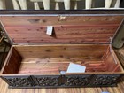 Lane Antique Cedar Bed Chest Floral Carved Lockable Wood Black Top Bedroom