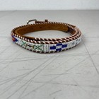 Vintage Beaded Leather Belt Native American Thunderbird Southwest 39  Handmade