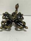 Tibetan Bronze Buddha On Double Dorje Vajra     3 5in Mini Statue  