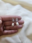 Clip On Silver   White Pearl Bridal Art Deco Drop Earrings Nickel-free Elegant