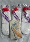 Vtg Lot 4 Socks Pom Pom No Show Ankle Red White Peds 80s Tennis Sports 9 11 L