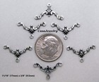  1522 Antiqued  925 Sterling Silver Plated 3 Ring  y  Connector - 6 Pcs