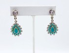 Nwt Barse Sterling Silver Turquoise   Rhinestone Drop Dangle Earrings