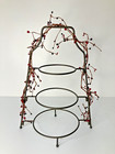 Primitive 3 Tier Plate bowl Stand Cupcake Cookie Server Holder Farmhouse Metal