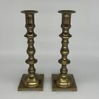 Vintage Brass Candle Stick Holders Set Pair 9    Tall 3    Base Mcm Mid Century