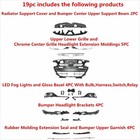 19pc For 2021 2022 Accord Front Grilles Bumper Headlight Brackets Fog Lights Kit