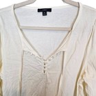J Crew Blouse Tie Neck Top Long Sleeve Top Casual Top Women M Ivory Henley Shirt