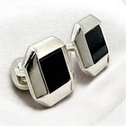 Georg Jensen Cufflinks Black Silver Onyx Square High Quality Pre-owned Men s 