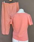 Nautica Sleepwear Pajama Set Womens L Peach Cotton Capri Polka Dot V Neck Pjs