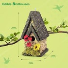 Edible Birdhouse - Birdseed Bird Feeder  Wooden Birds House Dark Roof Chateau