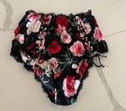 Victoria   s Secret Atelier Brief Panty Multicolor Floral Satin Lace-up Medium Nwt