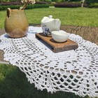 12 x28  White Vintage Hand Crochet Lace Table Runner Doily Oval Dresser Scarf