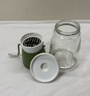 Vintage Federal Housewares Nut Chopper Hand Crank Glass Jar Olive Green Mcm Retr