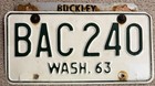 1963 Washington License Plates With Rare Buckley Flying A License Plate Topper