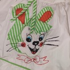 Vintage Toddler Girl Bunny Easter Dress Green White Striped Ruffle Size 2   