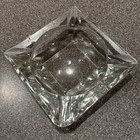 Mcm Vintage Clear Thick Glass Square  Cigar Cigarette Ashtray 5 7 8   