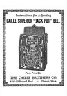 Caille Superior  jack Pot  Bell Instructions For Adjusting   Parts List 1928