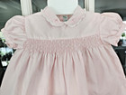 Vintage Cherubs Smocked Embroidered Infant Baby Pink Dress Size 12 M Puff Sleeve