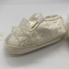 Vintage Baptism White Satin Lace Baby Shoes Size 2 Christening