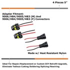 2-pair 9005 h10 9006 Male female Adapters W  Lead Pigtails For Headlight Or Fog