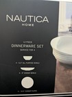 Nautica Home 12 Piece Ceramic Dinnerware Set Curved Service For 4 White New Oem