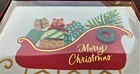 Box Of 8 Papyrus 3d Handmade Jeweled Red Sleigh Gold Foil Christmas Cards