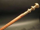 Vintage Antique Style Brass Wood Victorian Walking Stick Cane Spiral Carved 37 