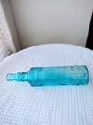 Vintage Decorative Blue Glass Textured Wine Bottle - 12 1 4 Inches