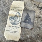 Original Us Civil War Era Bible   147th Regiment Reunion Ribbon Tin Type Group