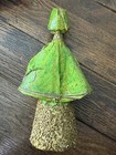 Vintage Mexican Folk Art Papier-m  ch   Woman  Green Cape Artist Signed 9         