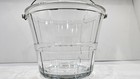 Vintage Anchor Hocking Thick Glass Ice Bucket 60 s Fruit Basket Wooden Handle