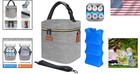 Large Insulated Baby Bottle Bag With Ice Pack - Grey  Fits 6 Bottles Up To 9 Oz