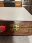 Vintage Small Wood Trinket Box With Brass 