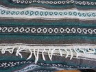 Mexican Green  Brown  White Rug Blanket 46in X 54in Hand-woven