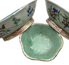 Antique Chinese Famille Rose Footed Dishes Flowers Qing Dynasty Lot Of 3  1