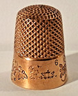 14k Solid Gold Thimble Antique Engraved 1900 s Beautiful Size 6