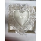 Nwot Satin Lace Ring Bearer Pillow For Weddings Heart White silver